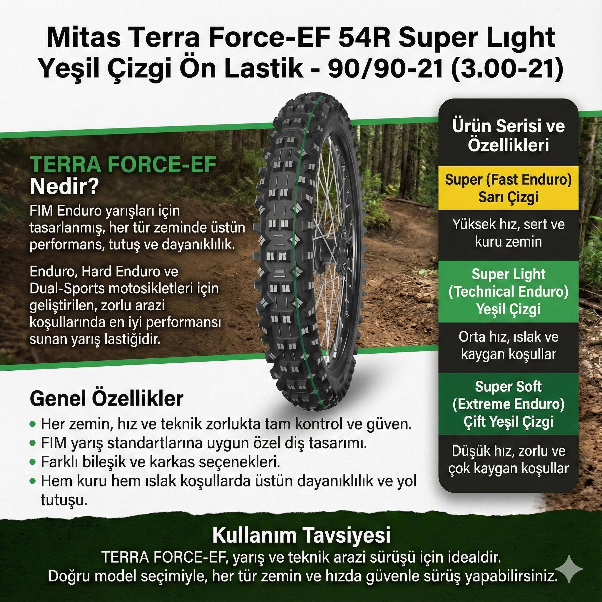 Mitas Terra Force-EF Yeşil Çizgi Lastik Detay