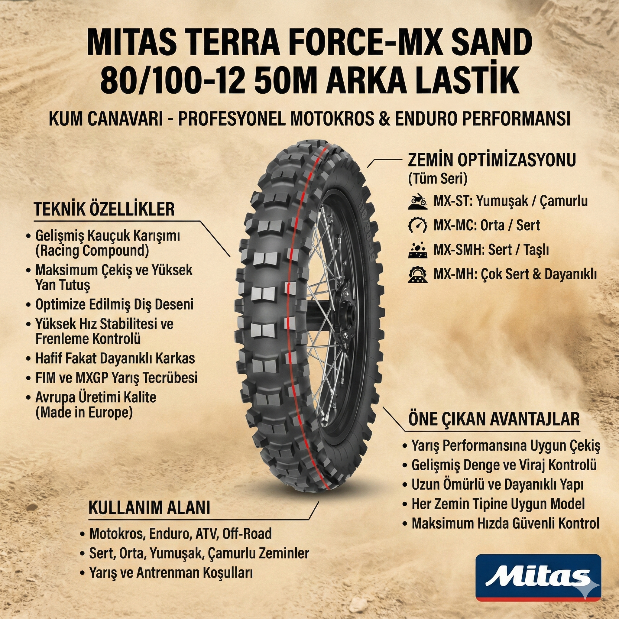 Mitas Terra Force-MX Sand 80/100-12 Ürün Görseli